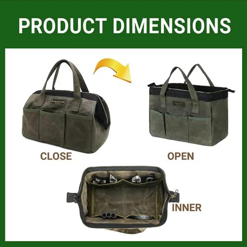 Vista 3 de Bolsa de herramientas de 13 pulgadas, bolsa de herramientas resistente al agua, bolsa de herramientas con asa para herramientas, llaves inglesas
