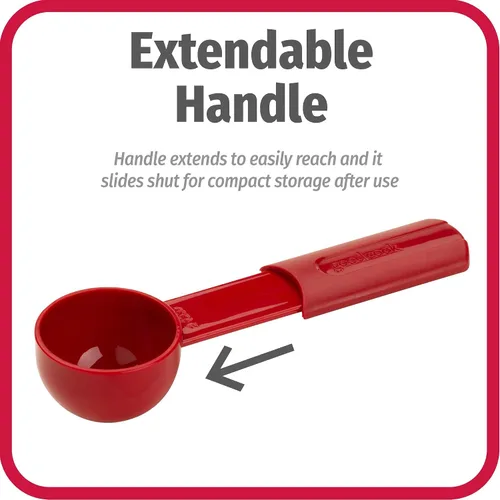 Vista 3 de GoodCook Cuchara de café diaria, 2 cucharadas de cuchara medidora de café con mango extensible, color rojo