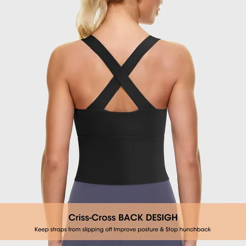 Vista 2 de Sujetadores deportivos con cremallera frontal para mujer, camisetas cortas de fitness para gimnasio, yoga, entrenamiento