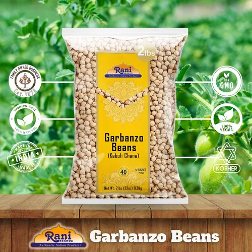 Vista 5 de Rani - Garbanzos (Kabuli Chana) 32oz (2lbs) 908g ~ Completamente naturales Vegano Apto para gluten Sin OGM Kosher De origen indio