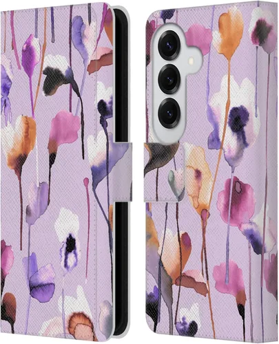 Vista 252 de Head Case Designs Officially Licensed Ninola Abstract Poppies Lilac Floral Leather Wallet Case Compatible with Samsung Galaxy A07 4G