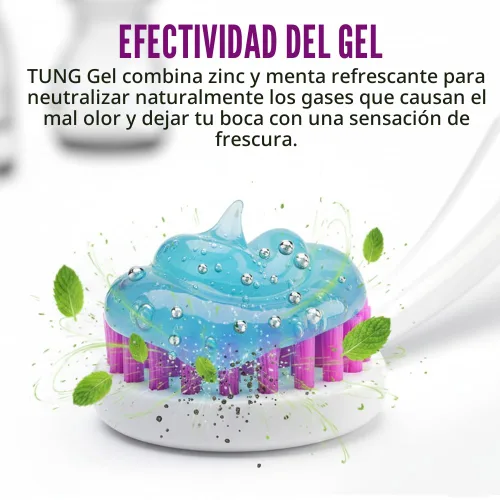 Vista 3 de Tung Kit de limpieza de lengua, cepillo y gel Tung, eliminador de olores para el mal aliento, defensa contra la halitosis, fabricado en Estados