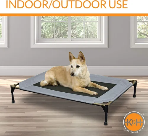 Vista 8 de K&H PET PRODUCTS - Cuna elevada para mascotas con centro de malla, varios tamaños Malla gris/negra