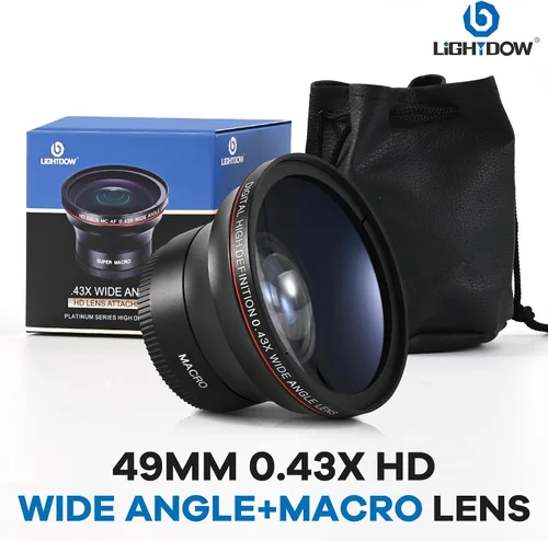 Vista 6 de Lightdow 49MM 0.43x Lente Adicional HD de Alta Definición Gran Angular + Macro para Canon EOS M M2 M3 M5 M6 M10 M50 M100 M200, M6 Mark II, M50 Mark