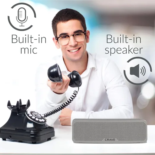 Vista 4 de Crave Curve Altavoz inteligente inalámbrico Bluetooth portátil con graves mejorados, micrófono incorporado y altavoz
