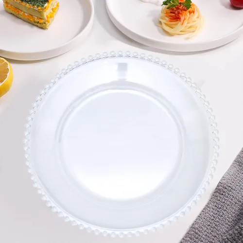 Vista 7 de Platos de carga de acrílico transparente de 33 cm, juego de 10 piezas, redondos para mesa, decoración para bodas, fiestas, eventos