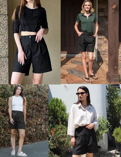 Vista 4 de Hotouch Bermudas para mujer, estilo casual, cintura elástica, pierna ancha, pantalones cortos de verano con bolsillos