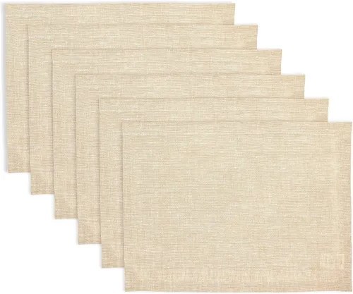 Vista 8 de Solino Home Athena - Juego de 4 manteles individuales cuadrados de lino natural claro de 14 x 14 pulgadas, manteles individuales 100 % lino puro