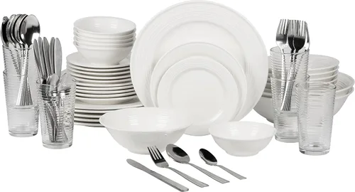 Vista 11 de 10 Strawberry Street Nova - Juego de vajilla redonda negra de 62 piezas, servicio para 6 personas Negro