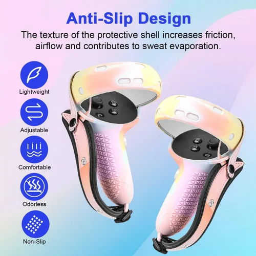 Vista 61 de Relohas Accessories for Oculus Quest 2, VR Accessory Set for Meta Quest 2, Include Controller Grip Leather Cover, VR Shell Cover, Face Cover, The