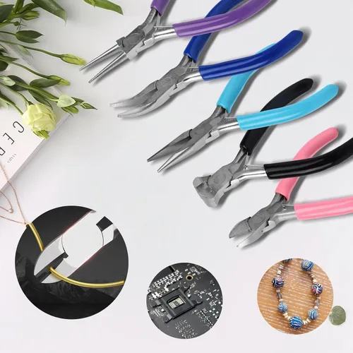 Vista 5 de 5 Pcs Jewelry Making Pliers Tools, Needle/Round/Chain/Bent/Zipper Pliers