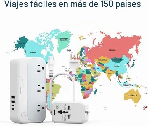 Vista 2 de Convertidor de voltaje universal EE.UU. a Europa, combo convertidor de viaje de 220 V a 110 V, adaptador europeo de reducción de voltaje de 250 W