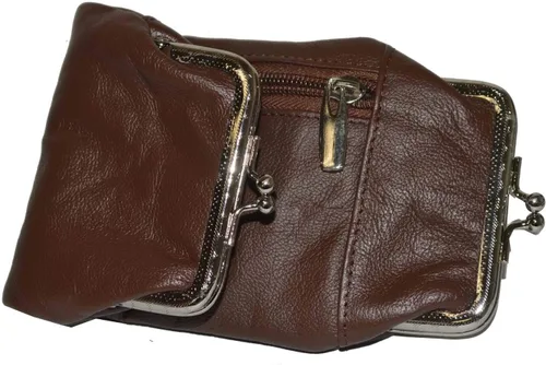 Vista 2 de Marshal - Estuche de cuero genuino para cigarrillos y encendedor con cierre giratorio (marrón)