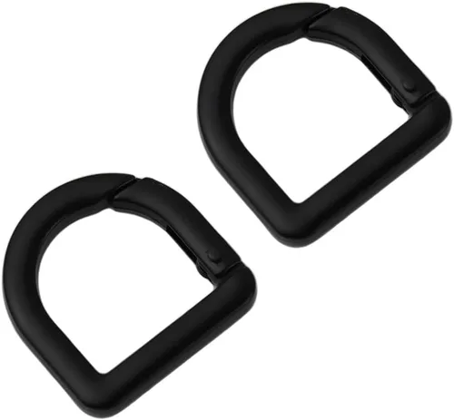 Vista 7 de 2 llaveros de resorte de metal semicírculo, clip de ganchos de resorte, hebilla de llavero de resorte, anillo plano en D para monederos (negro)