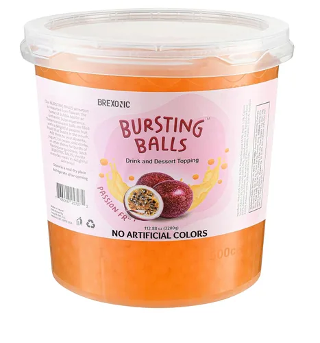 Vista 7 de Perlas Boba de fruta de la pasión, bolas de té explosivas, bebida y cobertura de postre, perlas de tapioca de burbujas de maracuyá para té