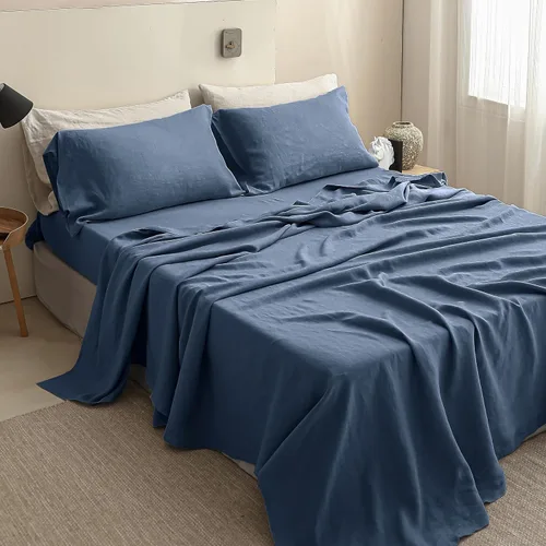 Vista 40 de Simple&Opulence Juego de sábanas de 100 % lino tamaño Twin, 3 piezas de lino francés natural, juego de ropa de cama transpirable, suave y duradero