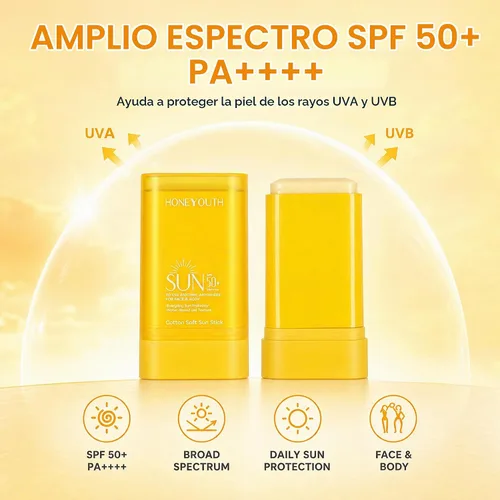Vista 6 de Protector solar SPF 50+ en barra para cara y cuerpo, tamaño de viaje Protección solar Protector solar ligero y no graso con fácil aplicación