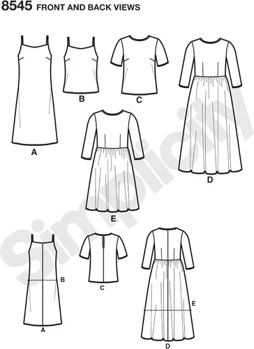 Vista 8 de Simplicity US8545P5 Patrones de costura para mujer, camisa, y camiseta sin mangas, tallas 12-20