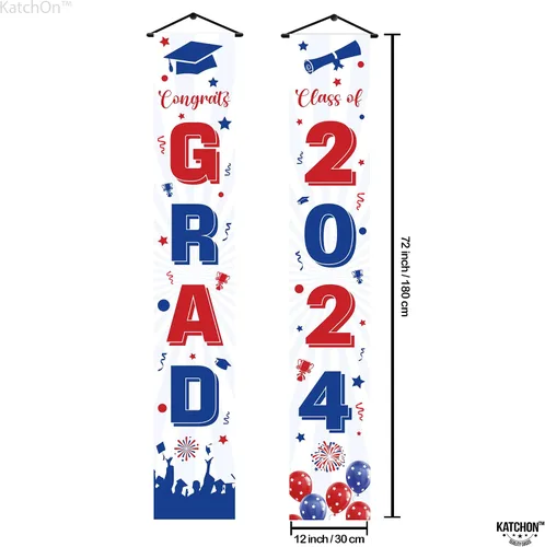 Vista 2 de KatchOn, Cartel de graduación de felicitaciones rojas y azules – 72 x 12 pulgadas, NO DIY, pancarta de puerta de graduación, decoraciones de puerta