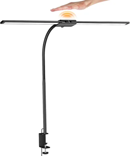 Vista 9 de Syrinx - Lámpara de escritorio LED para oficina en casa, lámpara de escritorio de arquitecto con abrazadera, control por gestos/cable, luz