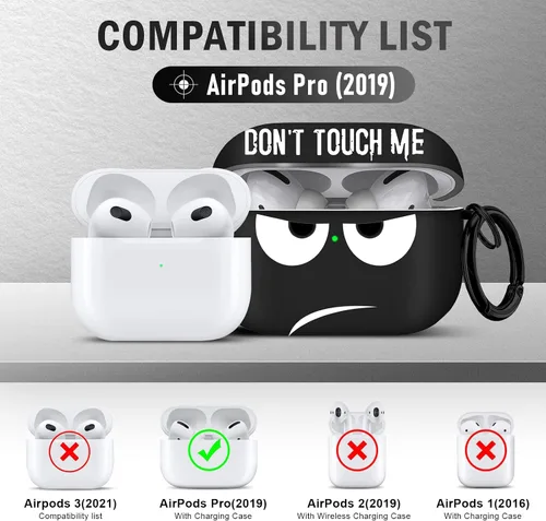 Vista 2 de Funda para Airpods Pro, Don't Touch Me for Airpods Pro Cover con llavero/Funda suave y bonita a prueba de golpes para mujeres y hombres, compatible
