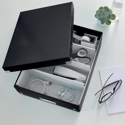 Vista 2 de Leitz Caja de almacenamiento A5, gama Click and Store 60430001 - Pequeña caja organizadora negra A4 Negro