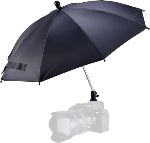 Vista 9 de DSLR cámara sin espejo de la zapata caliente paraguas lluvia cubierta protector parasol (negro)