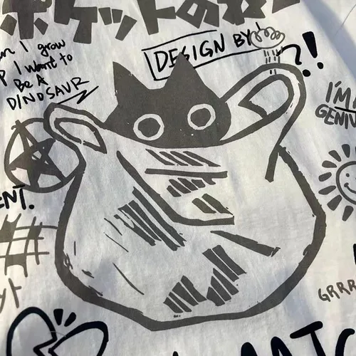 Vista 5 de LREUIP Camiseta gótica estampada de gran tamaño Harajuku Street Trend para hombres y mujeres con estampado holgado punk de manga corta