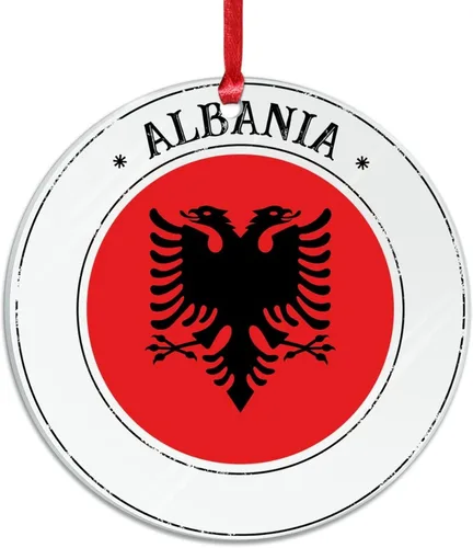 Vista 2 de Bandera de Albania, silueta de adorno de Navidad para niños, bandera nacional, recuerdo, decoraciones de Navidad de Albania, regalos de recuerdo