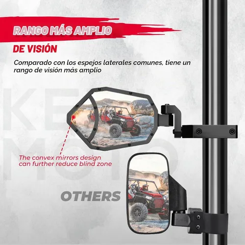 Vista 5 de KEMIMOTO Espejos laterales UTV Billet de aluminio para barras enrollables