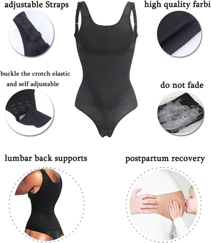Vista 2 de Body moldeador de cintura para mujer, cuerpo completo, corsé para debajo del busto, faja moldeadora de busto abierto, control de abdomen