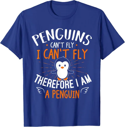 Vista 28 de Penguins Can't Fly Shirt - Camiseta de regalo para amantes de los pingüinos, Azul Azul Marino