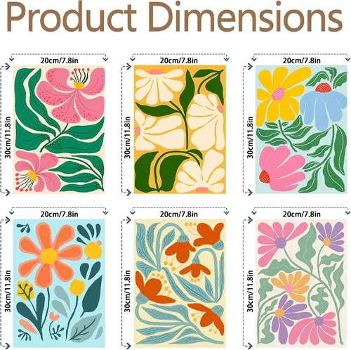 Vista 2 de Clendo Juego de 6 paquetes de pintura por números para adultos, kit de pintura por números de flores fáciles para adultos en lienzo sin marco