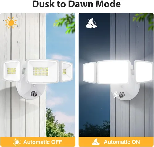 Vista 9 de Onforu 70W Luz de inundación LED del atardecer al amanecer, 7000LM Iluminación exterior de seguridad blanca, Luminaria IP65 impermeable al aire