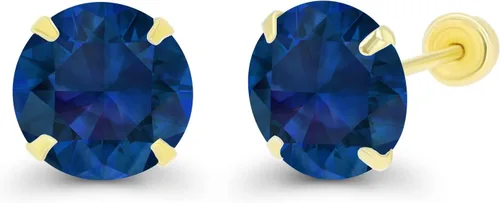 Vista 2 de Aretes de tuerca con tuerca de oro macizo de 14 quilates, hipoalergénicos, de 0.236 in, con piedra natal redonda