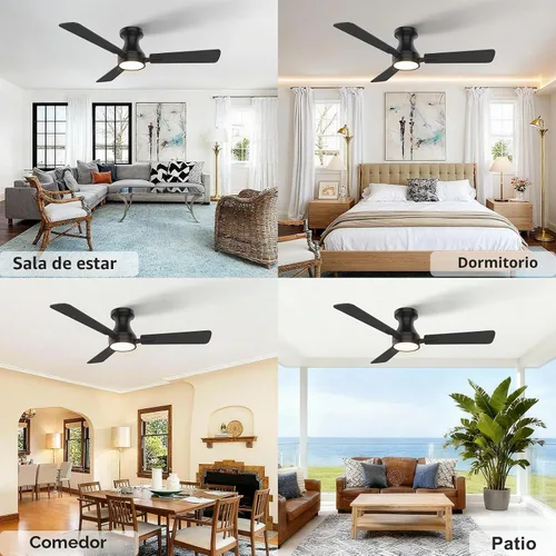 Vista 8 de OPONL 42 inch Low Profile Ceiling fan with Light and Remote Control Negro