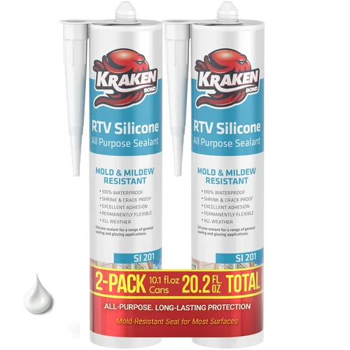 Vista 38 de Kraken Bond Sellador de silicona negro resistente al agua Cartucho de 100 a 10 onzas líquidas, RTV silicona para calafatear cocina y baño, todo uso