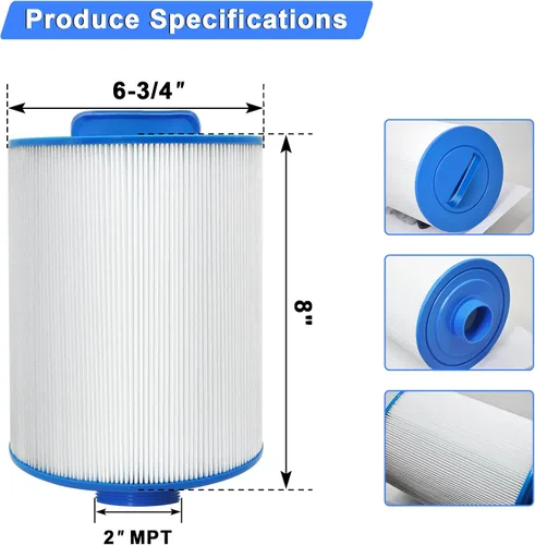 Vista 2 de Cartucho de filtro de spa para bañera de hidromasaje PAS50SV-F2M, compatible con Unicel 6CH-502, Filbur FC-0311, Master Deluxe M60506, Magnum AR50