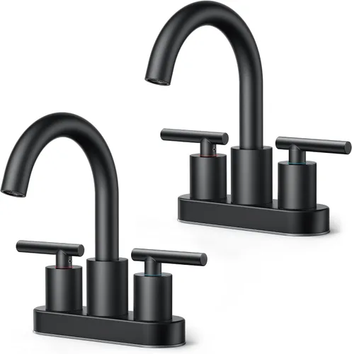 Vista 16 de FORIOUS Grifo de lavabo de baño de oro cepillado de 4 pulgadas, 2 agujeros