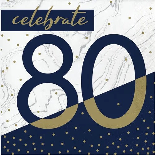 Vista 10 de Trendware Servilletas de cumpleaños número 18 azul marino y dorado, 48
