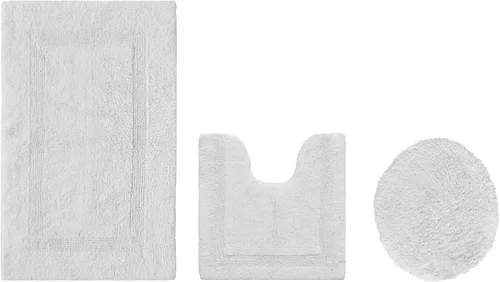 Vista 418 de Better Trends - Juego de 2 alfombras de baño 100% algodón, extra suaves, con borlas, de 17" x 24", alfombra de baño superabsorbente y reversible