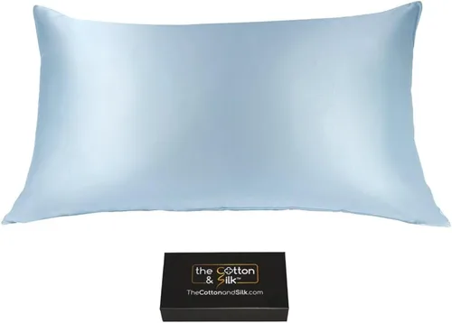 Vista 35 de Funda de almohada de seda de morera 22 Momme (cierre envolvente en la parte posterior), colección elegante, tamaño Queen, caramelo + crema