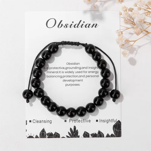 Vista 65 de Pulsera de cristal curativo para mujer de 0.315 in, pulsera de cuentas de cristal natural ajustable hecha a mano, joyería curativa, regalo