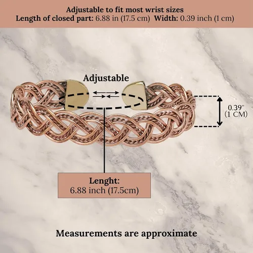 Vista 16 de Handmade Elegant Copper Bracelet for Women - Pure Copper Bracelet for Pain Relief and Stress Relief - Adjustable Entwisted Copper Bracelet to Fit