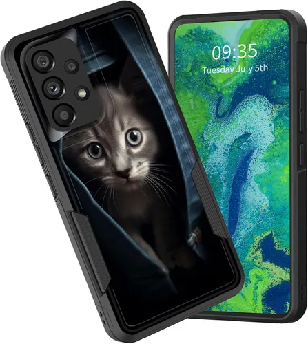 Vista 45 de Funda protectora para Galaxy A13 5G, doble capa híbrida resistente a prueba de golpes, policarbonato duro, silicona suave, TPU, funda protectora
