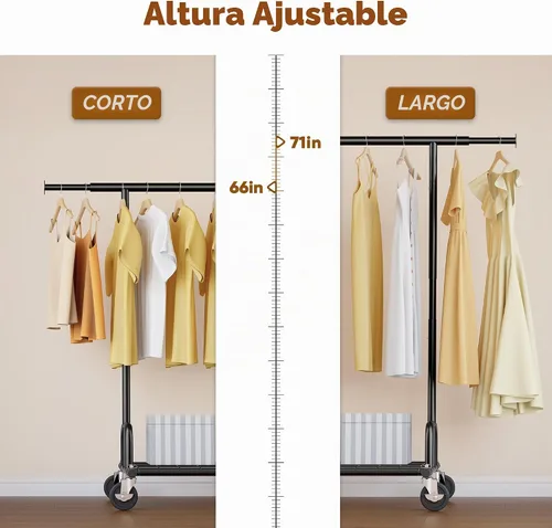 Vista 4 de HOKEEPER Perchero de Ropa Plegable Perchero de Ropa Plegable Capacidad 525 LBS Percheros de Ropa con Ruedas Resistente Perchero Rodante para Colgar