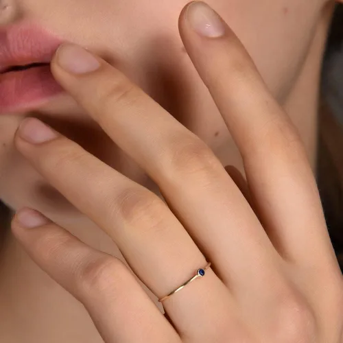 Vista 5 de FISSEN JEWELRY Bonitos anillos de piedras preciosas chapados en oro de 14 quilates, apilables, anillos de piedra natal para mujer, anillos de oro