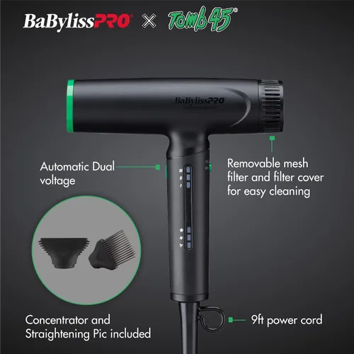 Vista 4 de BaBylissPRO Nano Titanium Limited Edition Profesional Nano Light Ionic Secador de pelo (Tomb45 Collection)