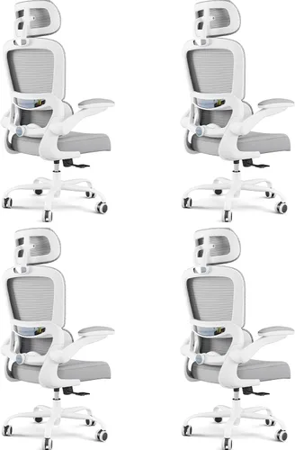 Vista 38 de TRALT - Silla de oficina ergonómica con soporte lumbar, color beige, 1