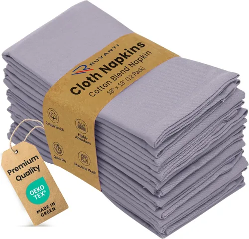 Vista 28 de Ruvanti - Juego de 4 servilletas de tela de 45x45 centímetros, lavables, suaves, duraderas, absorbentes, mezcla de algodón. Servilletas de mesa